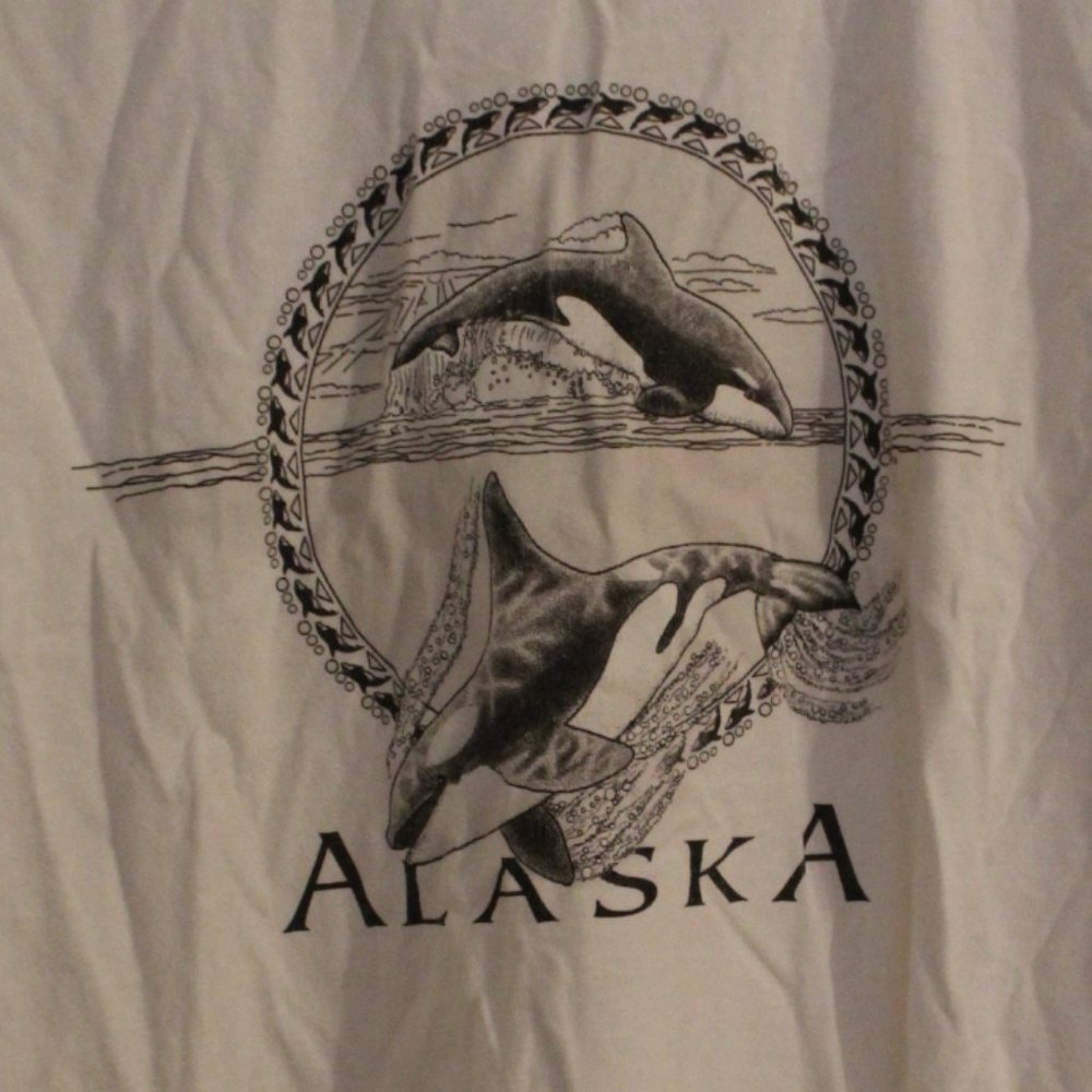 Alaska White Tee with Killer Whale Design